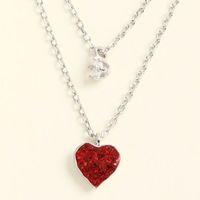 Rhinestone Inlaid Red Heart Shape S925 Sterling Silver Necklace main image 3
