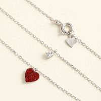 Rhinestone Inlaid Red Heart Shape S925 Sterling Silver Necklace main image 5