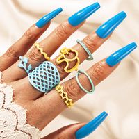 New Style Candy Color Elephant Rose Ring Seven-piece Set main image 6