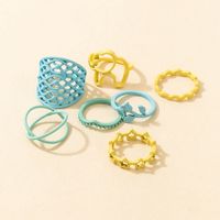 New Style Candy Color Elephant Rose Ring Seven-piece Set main image 3
