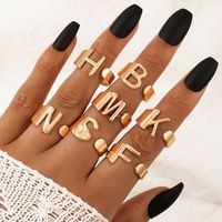 New Style English Letter Alloy Open Ring 7-piece Set main image 1