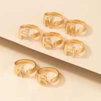 New Style English Letter Alloy Open Ring 7-piece Set main image 4