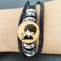 Style De Bande Dessinée Portrait Visage Humain Animé Faux Cuir Verre Placage Alliage Verre Unisexe Bracelet main image 5