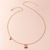 Fashion Cute Diamond-encrusted Cherry Pendant Waist Chain Body Chain sku image 2