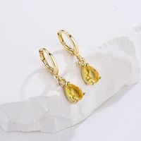Vintage Gold-plated Micro Inlaid Zircon Water Drop Shape Geometric Copper Earrings main image 1