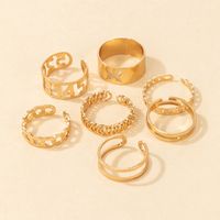 New Creative Hollow Number Butterfly Shape Opening Ring 7-piece Set main image 2