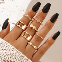 New Butterfly Inlaid Diamond Hollow Alloy Ring 7-piece Set main image 1
