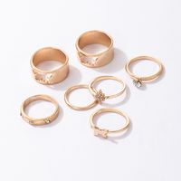New Butterfly Inlaid Diamond Hollow Alloy Ring 7-piece Set main image 2