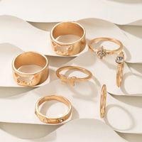 New Butterfly Inlaid Diamond Hollow Alloy Ring 7-piece Set main image 3