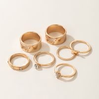 New Butterfly Inlaid Diamond Hollow Alloy Ring 7-piece Set main image 4