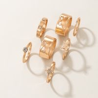 New Butterfly Inlaid Diamond Hollow Alloy Ring 7-piece Set main image 5