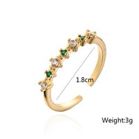 Fashion Simple 18k Gold Plated Micro Inlaid Green Zircon Geometric Open Adjustable Ring main image 5