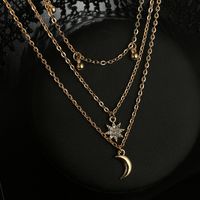 New Simple Star Moon Tassel Multilayer Alloy Necklace main image 3