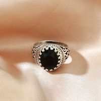 Ethnic Style Round Alloy Inlay Artificial Gemstones Rings 1 Piece main image 3