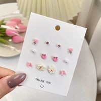 Koreanische Mode Blumenschleife 6 Paar Ohrringe Set Neue Perlenohrringe sku image 14