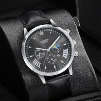 Men's Watch Fashion Casual Pu Strap Sports Quartz Watch Set With Calendar main image 3