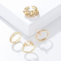 Fashion New Copper-plated Gold Micro Inlaid Zircon Open Ring Women's Accessories main image 1