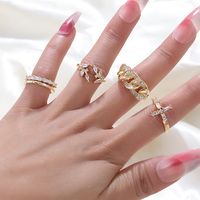 Fashion New Copper-plated Gold Micro Inlaid Zircon Open Ring Women's Accessories main image 3