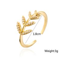Fashion Retro 18k Gold Copper Micro Inlaid Zircon Flower Leaf Geometric Open Ring main image 5