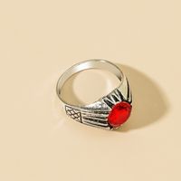 Fashion Retro Ruby Ethnic Ancient Silver Alloy Ring main image 3