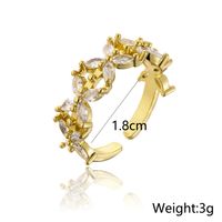 Fashion Copper Plating 18k Gold Flower Shaped Inlaid Zircon Geometric Open Ring Female main image 5