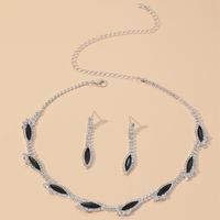 Conjunto De Pendientes De Collar De Gema De Cristal Negro De Diamante De Moda Para Mujer main image 2