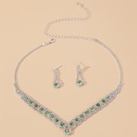 Necklace And Earrings Set Woven Rhinestone Clavicle Bridal Jewelry main image 2