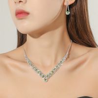 Conjunto De Collar Y Pendientes Tejido De Diamantes De Imitación Clavícula Joyería Nupcial sku image 1
