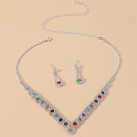 Fashion Colorful Crystal Necklace Jewelry Set Formal Dress Accessories main image 3