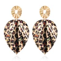Leopard Print Exaggerated Alloy Leaf Earring sku image 1