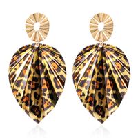 Leopard Print Exaggerated Alloy Leaf Earring sku image 5