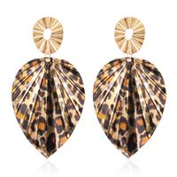 Leopard Print Exaggerated Alloy Leaf Earring sku image 2