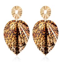 Leopard Print Exaggerated Alloy Leaf Earring sku image 6