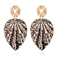 Leopard Print Exaggerated Alloy Leaf Earring sku image 3
