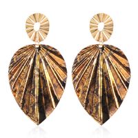 Leopard Print Exaggerated Alloy Leaf Earring sku image 7