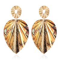 Leopard Print Exaggerated Alloy Leaf Earring sku image 4