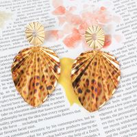 Leopard Print Exaggerated Alloy Leaf Earring sku image 8