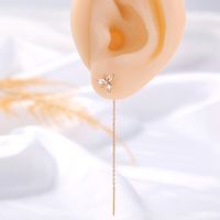 Fashion Creative Female Flower Long Tassel Copper Eardrops Earring main image 6