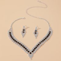 Fashion Bridal Ornament Necklace Earringtwo-piece Rhinestone Jewelry Set main image 2