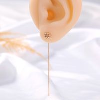 Fashion Creative Flower Inlaid Zircon Long Fringed Copper Earring main image 3