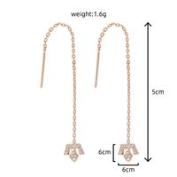 Fashion Women's New Golden Inlaid Zircon Crown Long Tassel Drop Copper Earrings main image 6