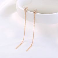 Fashion Simple Star Inlaid Zircon Long Tassel Drop Copper Earrings main image 6