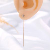 Fashion Simple Star Inlaid Zircon Long Tassel Drop Copper Earrings main image 2