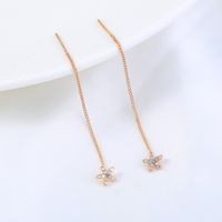 Fashion Simple Star Inlaid Zircon Long Tassel Drop Copper Earrings main image 4