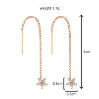 Fashion Simple Star Inlaid Zircon Long Tassel Drop Copper Earrings main image 5