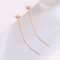 Fashion Women's New Snowflake Pendant Ear Line Inlaid Zircon Long Tassel Copper Earrings main image 2