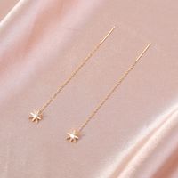Fashion Women's New Snowflake Pendant Ear Line Inlaid Zircon Long Tassel Copper Earrings main image 4