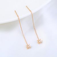 Fashion Women's New Snowflake Pendant Ear Line Inlaid Zircon Long Tassel Copper Earrings main image 5