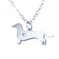304 Stainless Steel Cute Slice Polishing Animal Dog Necklace Titanium Steel Necklace sku image 1