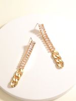 Fashion Long Tassel Copper Plating 18k Gold Zircon Metal Chain Earrings main image 2